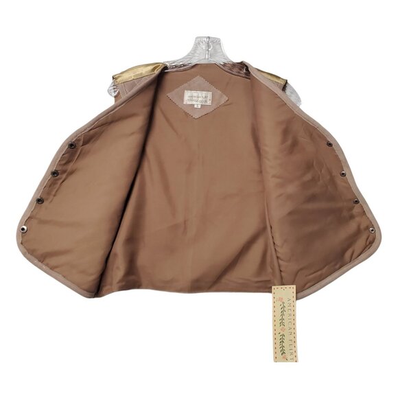 AMERICAN FLIRT Leather Vest  Womens L Tan Suede Quilted Pockets Lined - Picture 3 of 11